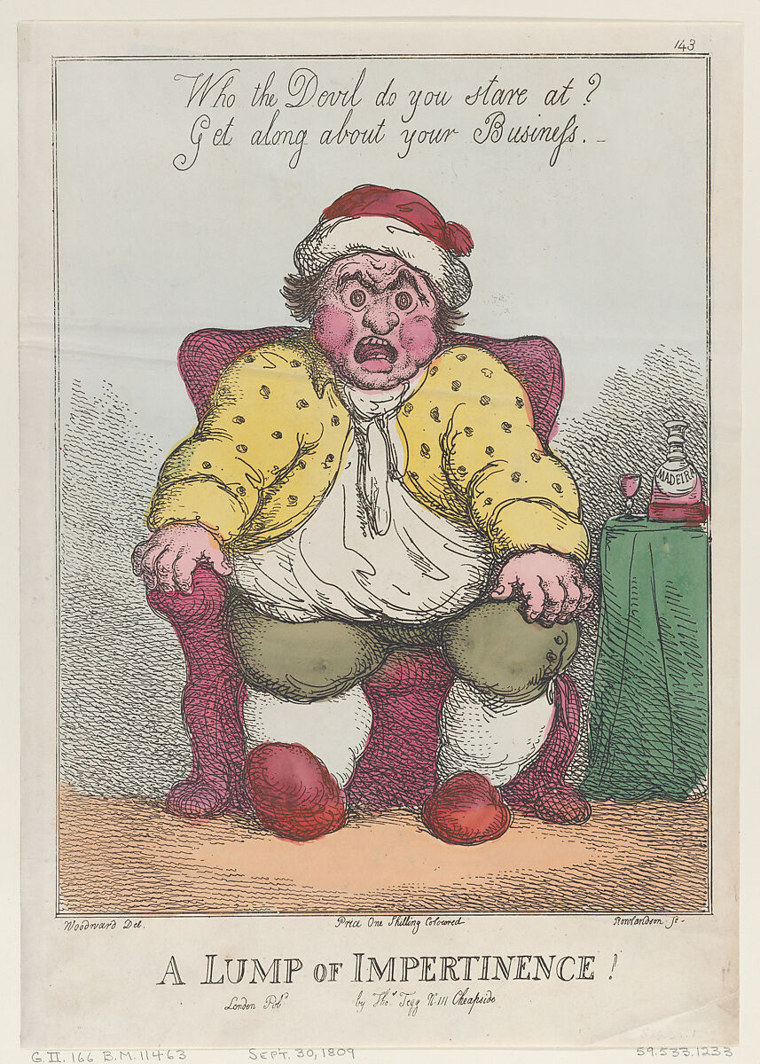 A Lump of Impertinence!, Thomas Rowlandson (British, London 1757–1827 London), Hand-colored etching 