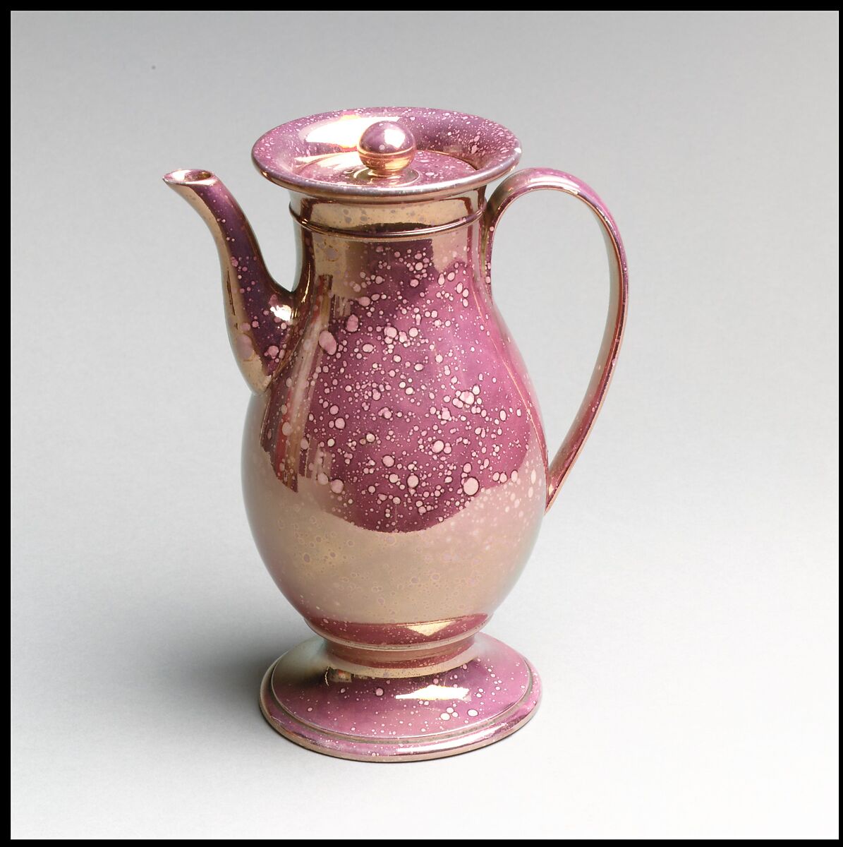 Coffeepot (part of a set), Lustreware, French, Sarreguemines 