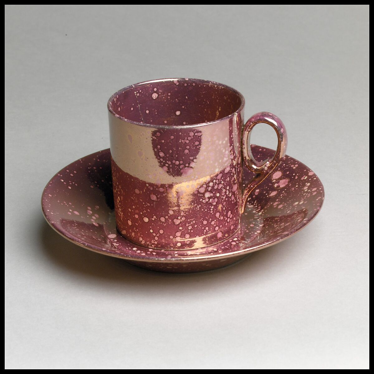 Coffee cup (part of a set), Lustreware, French, Sarreguemines 