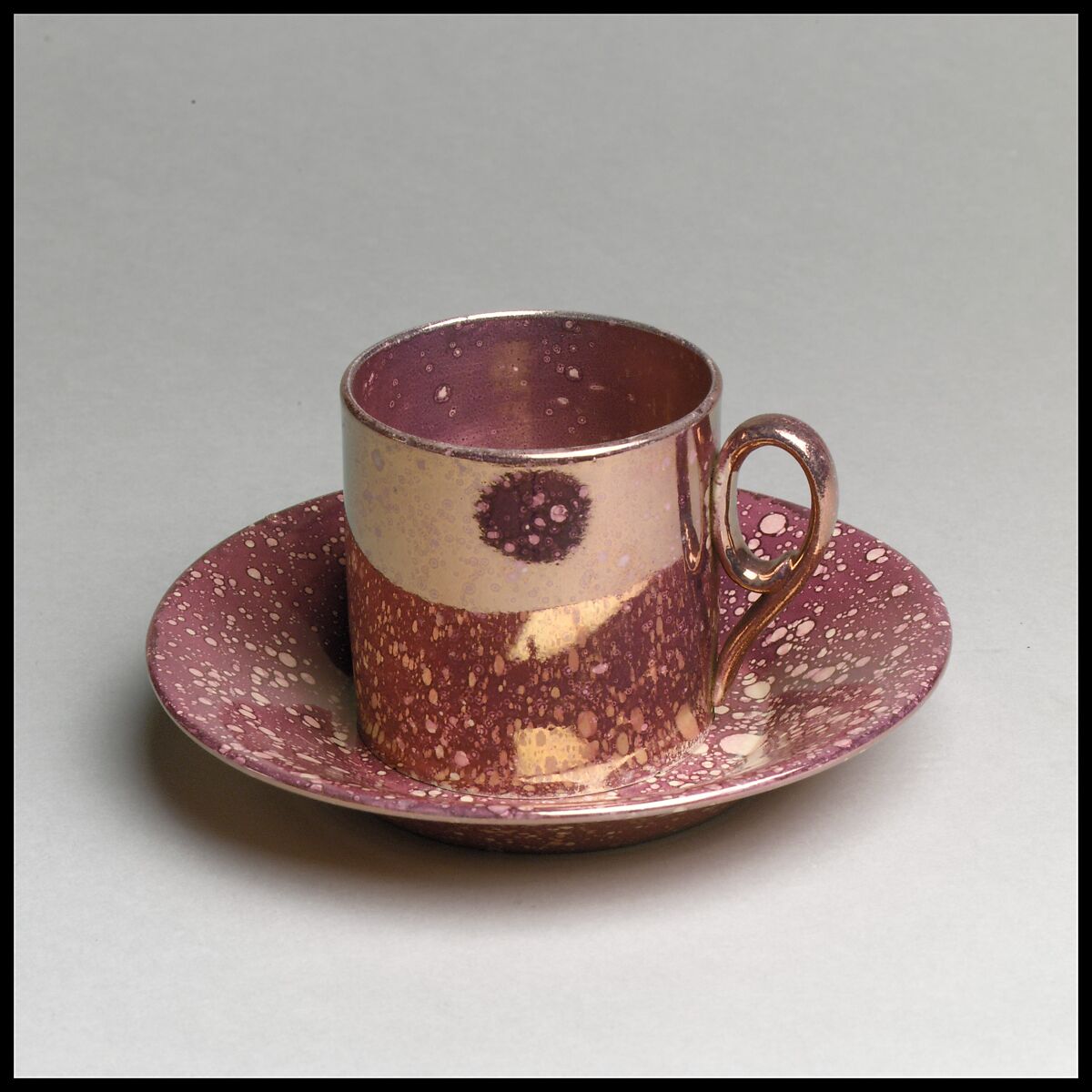 Coffee cup (part of a set), Lustreware, French, Sarreguemines