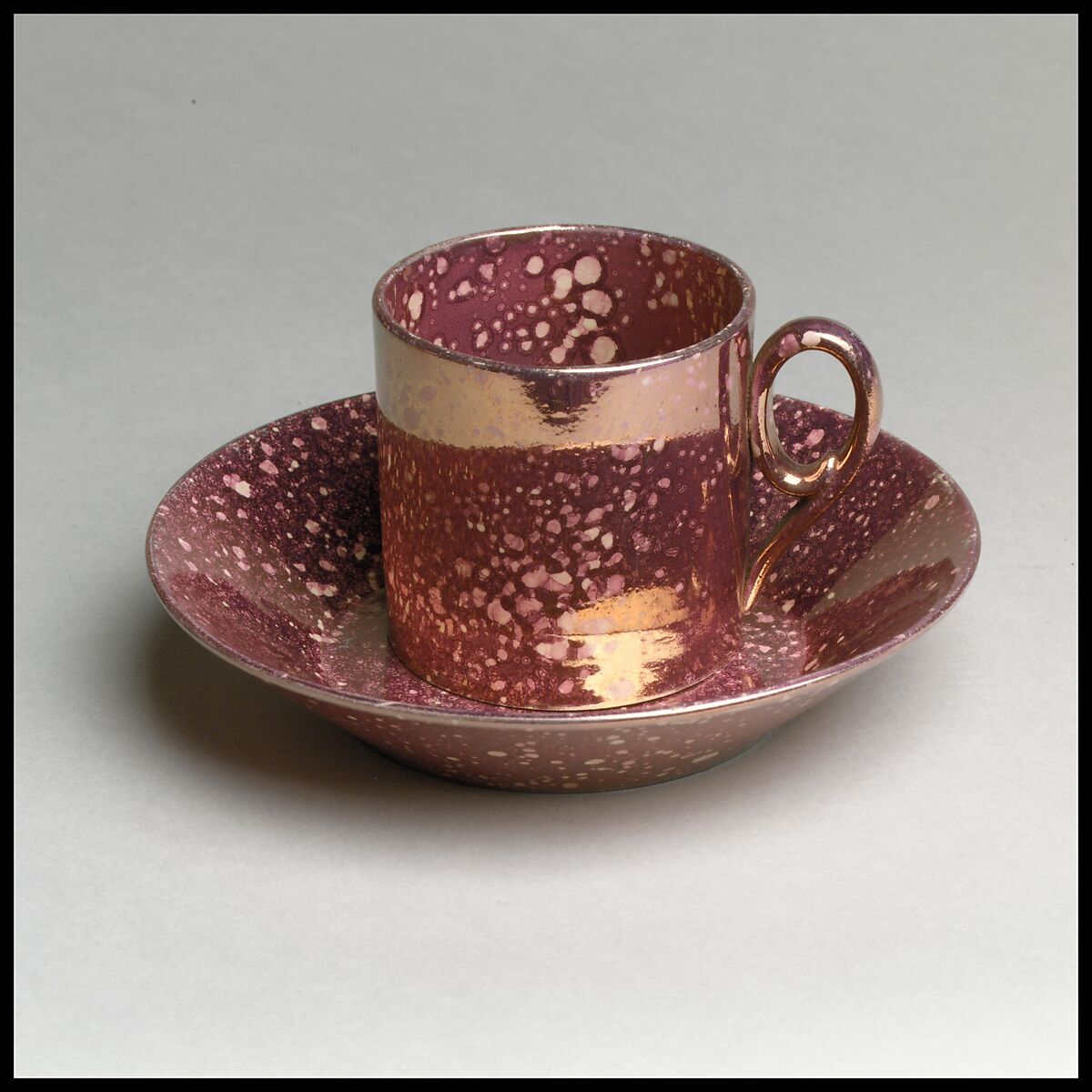 Coffee cup (part of a set), Lustreware, French, Sarreguemines