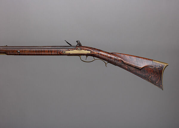 American Longrifle, Leonard Reedy (American, Pine Grove, Schuylkill County, Pennsylvania 1776–1837), Wood (maple), steel, brass, silver, iron, American