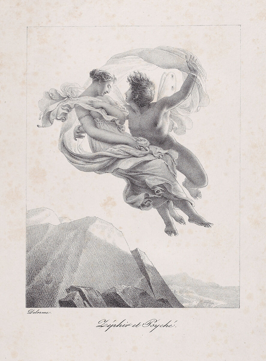 Zephyr and Pysche (Zépir et Psyché), Pierre Claude François Delorme (French, Paris 1783–1859 Paris), Lithograph 