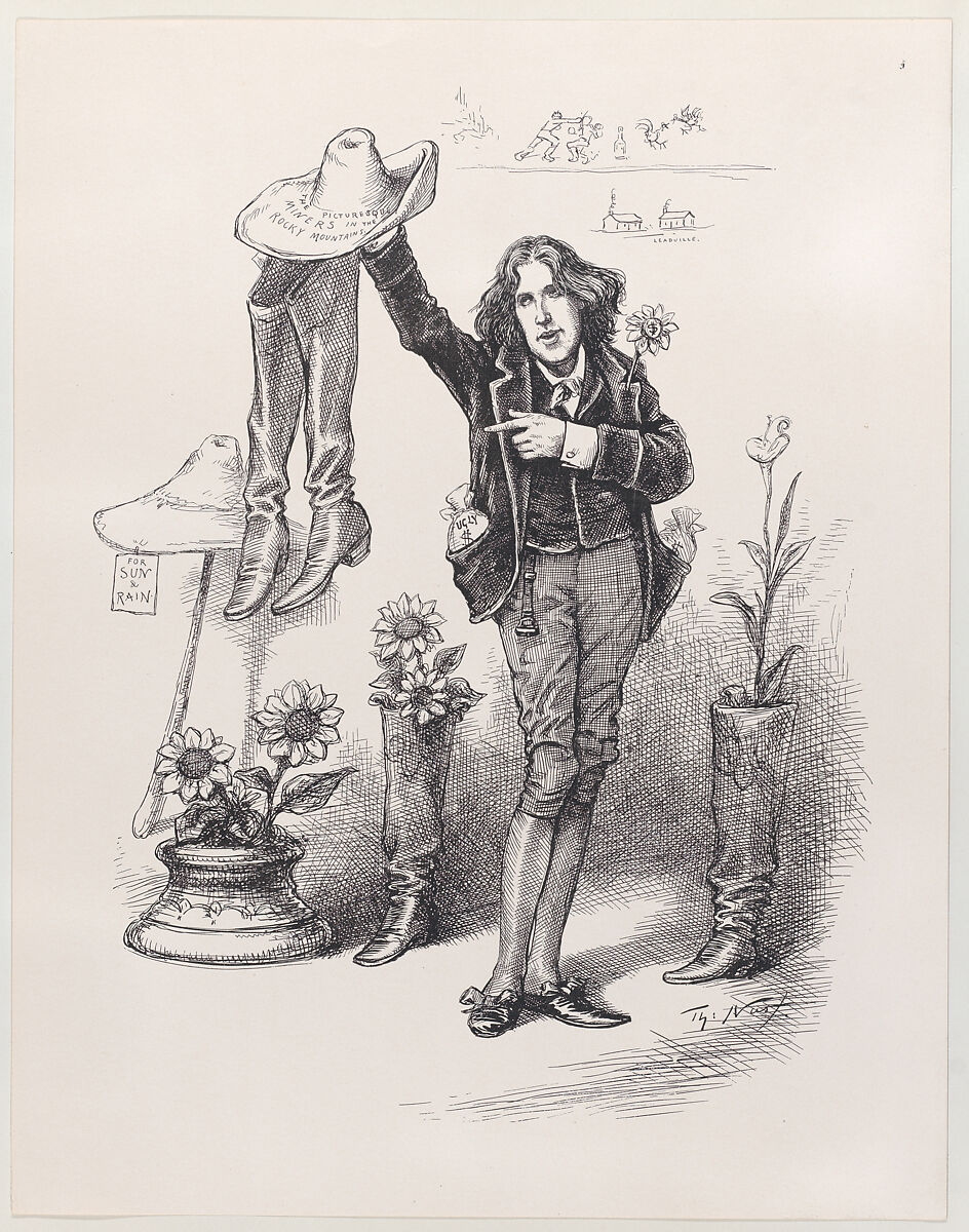 Wilde on Us. Something To "Live Up" To in America (published in "Harper's Bazar," June 10, 1882), Thomas Nast (American (born Germany), Landau 1840–1902 Guayaquil), Relief print and electrotype 