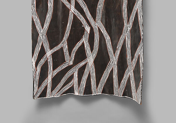 Lightning and the Rock, Noŋgirrŋa Marawili (Madarrpa clan, Yolŋu; Darrpirra, Arnhem Land, Australia ca. 1939-2023), Earth pigments on bark