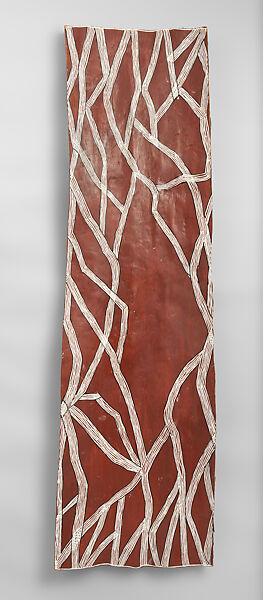 Lightning and the Rock, Nonggirrnga Marawili (Australian, born 1938), Earth pigments on bark 