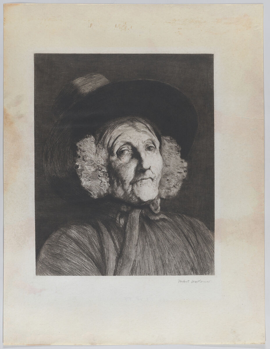 A Welsh Woman, Sir Hubert von Herkomer (British, Waal, Bavaria 1849–1914 Budleigh Salterton, Devon), Etching and drypoint on simulated vellum 