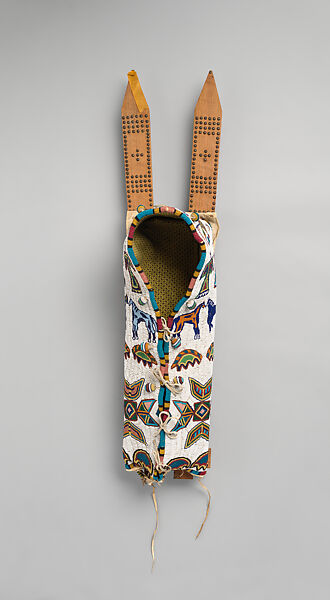 Cradleboard, Lakota/Teton Sioux artist, Wood, rawhide, glass beads, native-tanned leather, muslin, brass tacks, Lakota/Teton Sioux