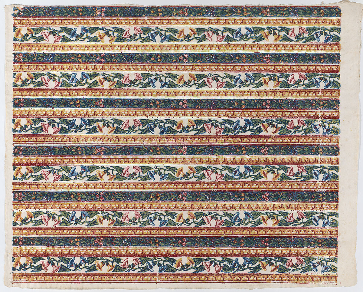 Sheet with six borders with vines and flower designs, Anonymous  , Italian, late 18th-mid 19th century, Relief print (wood or metal) 