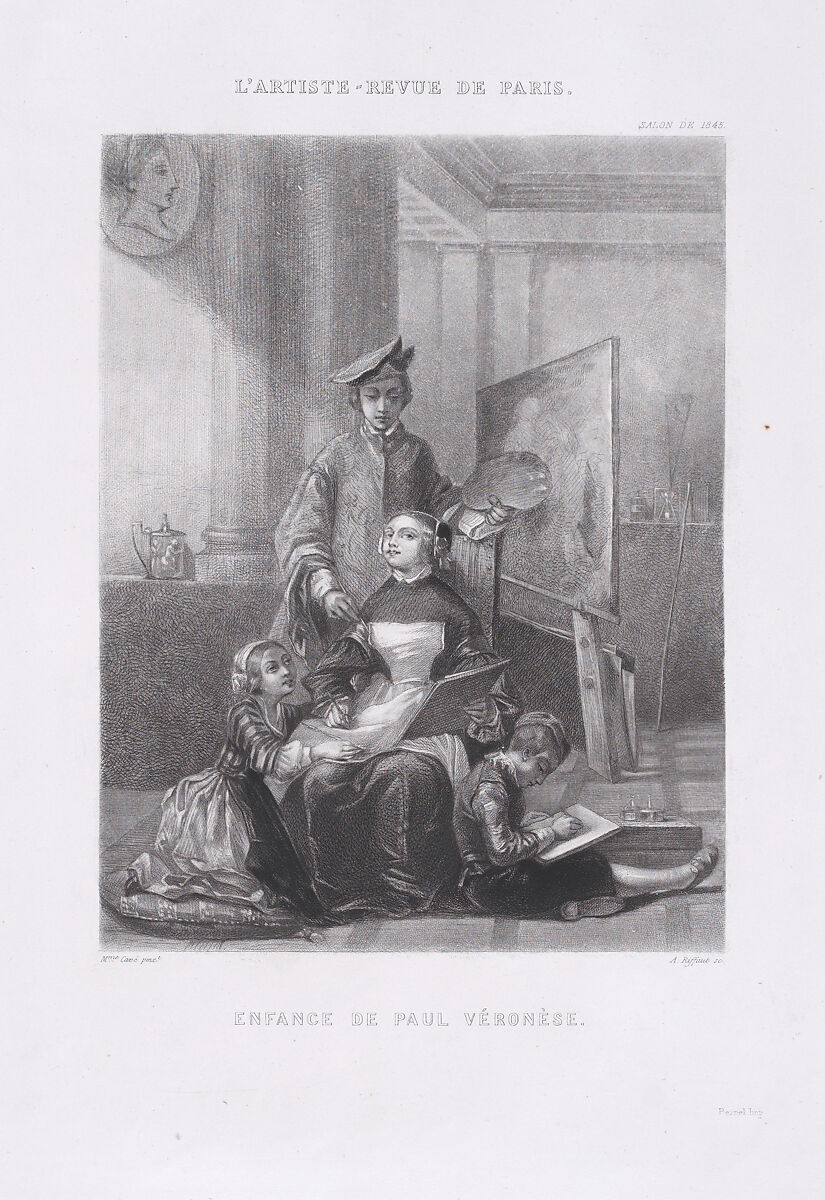 The Childhood of Paolo Veronese, from "L'Artiste", Adolphe Pierre Riffaut (French, Paris 1821–1859 Charenton), Lithograph 