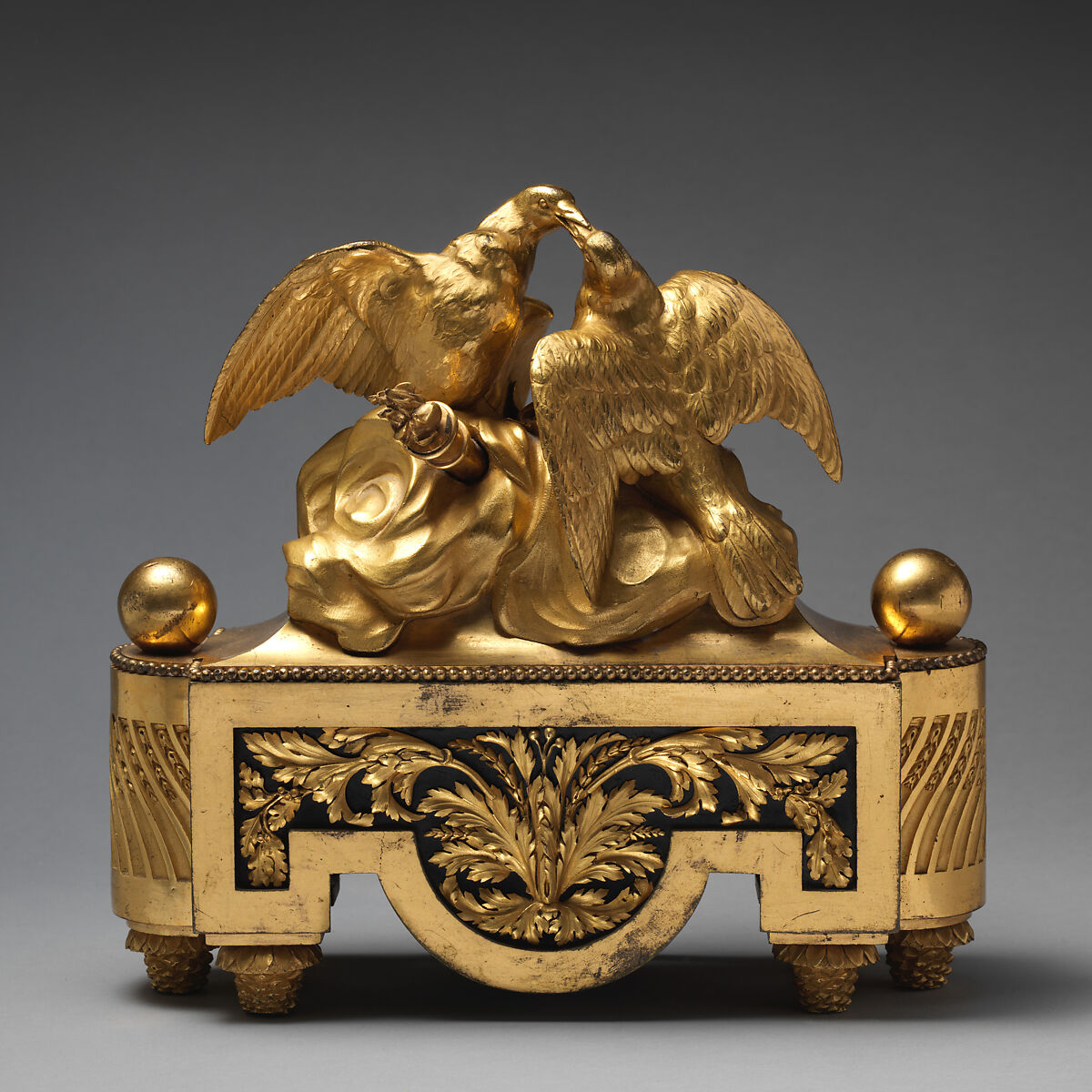 Andiron (feu or chenet) (one of a pair), François Rémond (French, ca. 1747–1812), Gilded bronze, French 