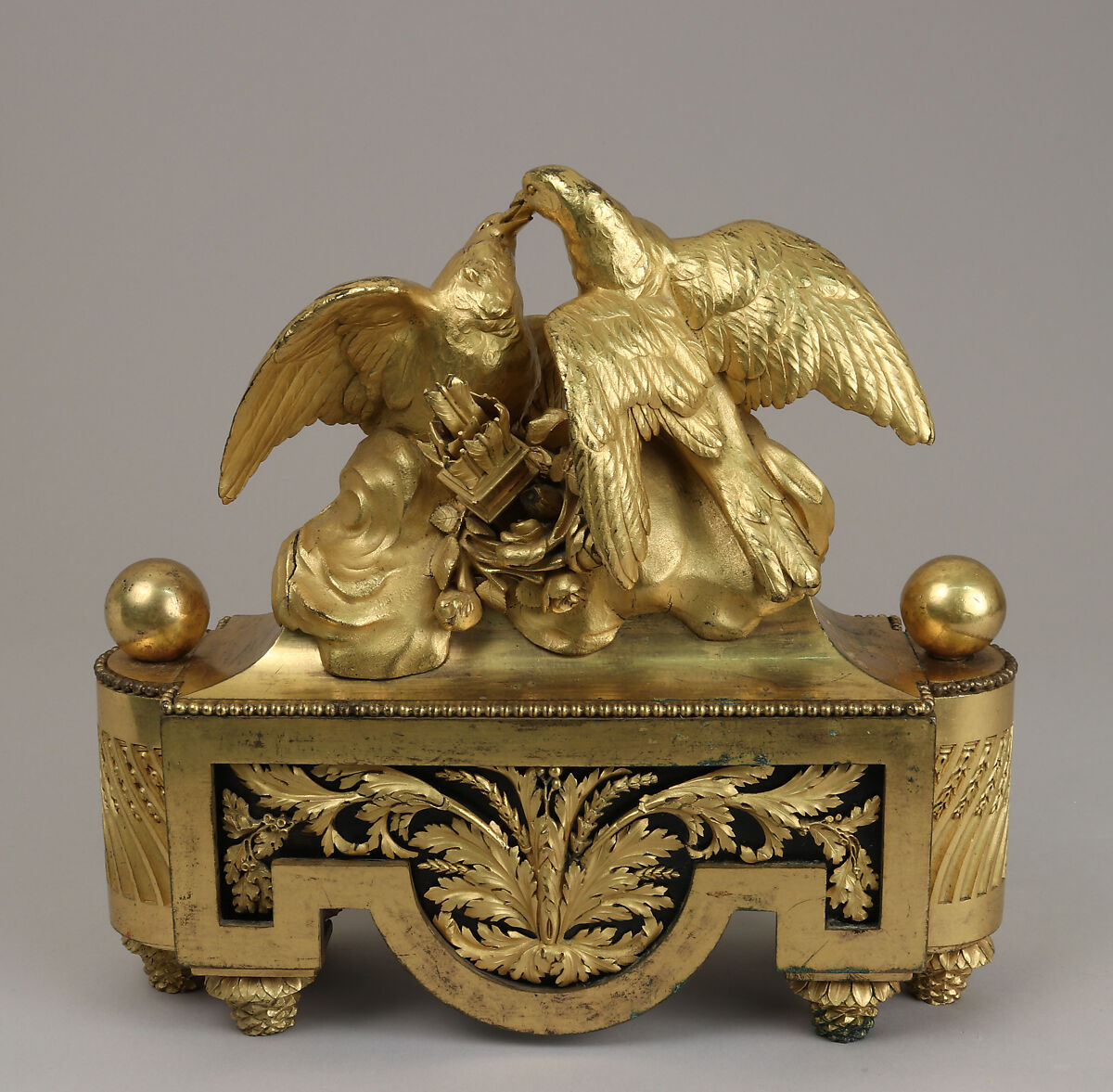 Andiron (feu or chenet) (one of a pair), François Rémond (French, ca. 1747–1812), Gilded bronze, French