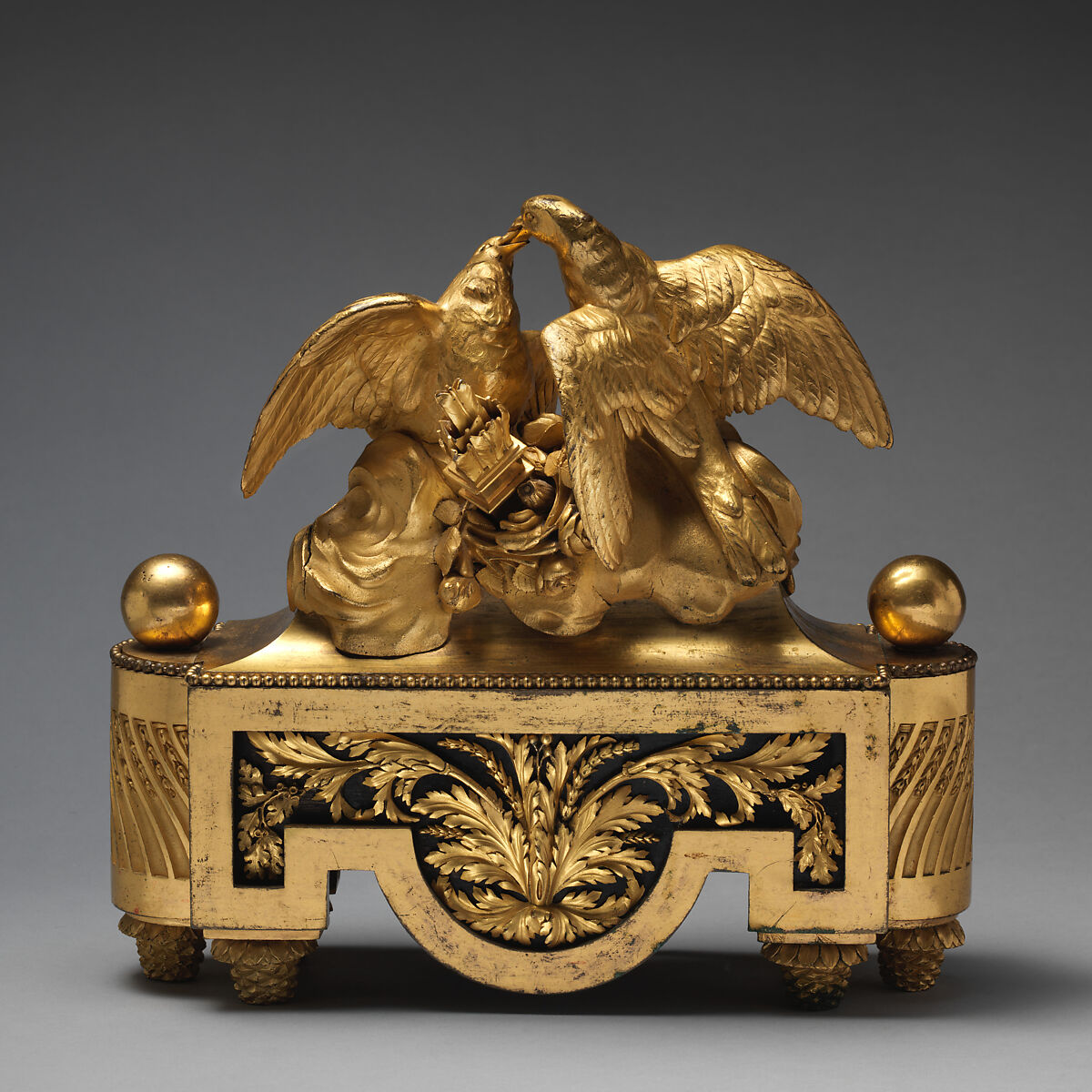 Andiron (feu or chenet) (one of a pair), François Rémond (French, ca. 1747–1812), Gilded bronze, French 