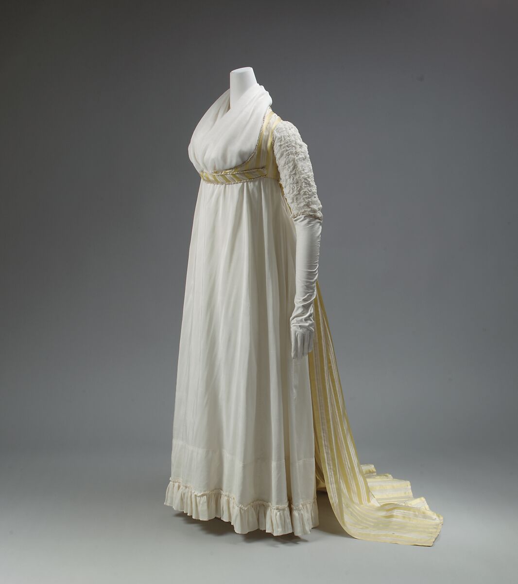 Dress, silk, cotton, British 