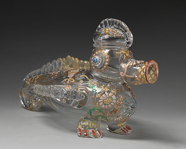 Vessel in the form of an animal, Christopher Dresser (British, Glasgow, Scotland 1834–1904 Mulhouse), Glass, painted and gilded, British, Stourbridge