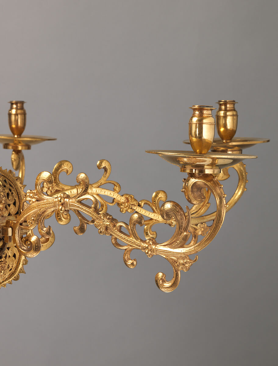 Six-branch chandelier, Gilded bronze, German, Augsburg