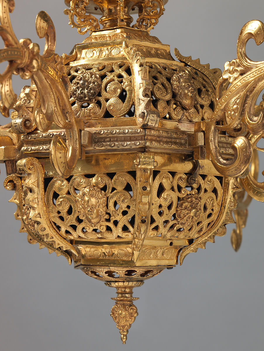 Six-branch chandelier, Gilded bronze, German, Augsburg