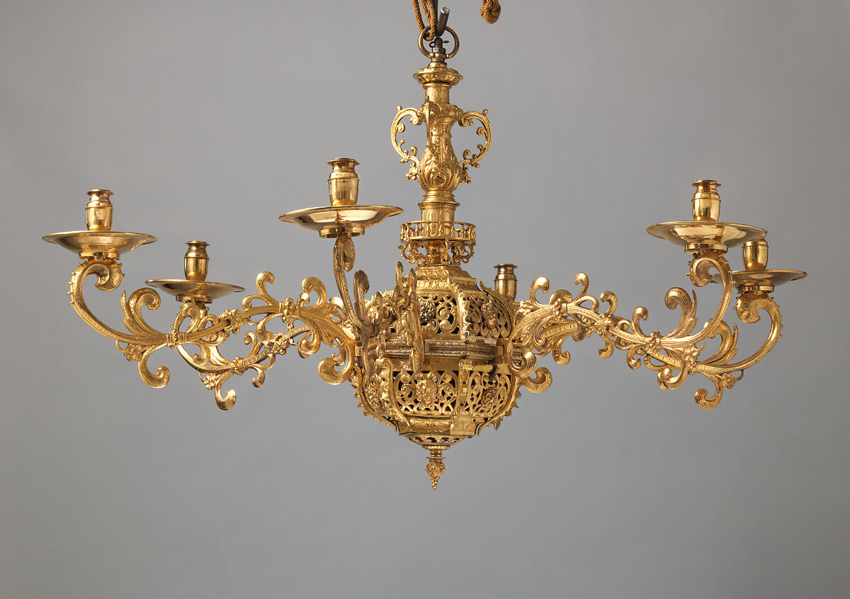 Six-branch chandelier, Gilded bronze, German, Augsburg 