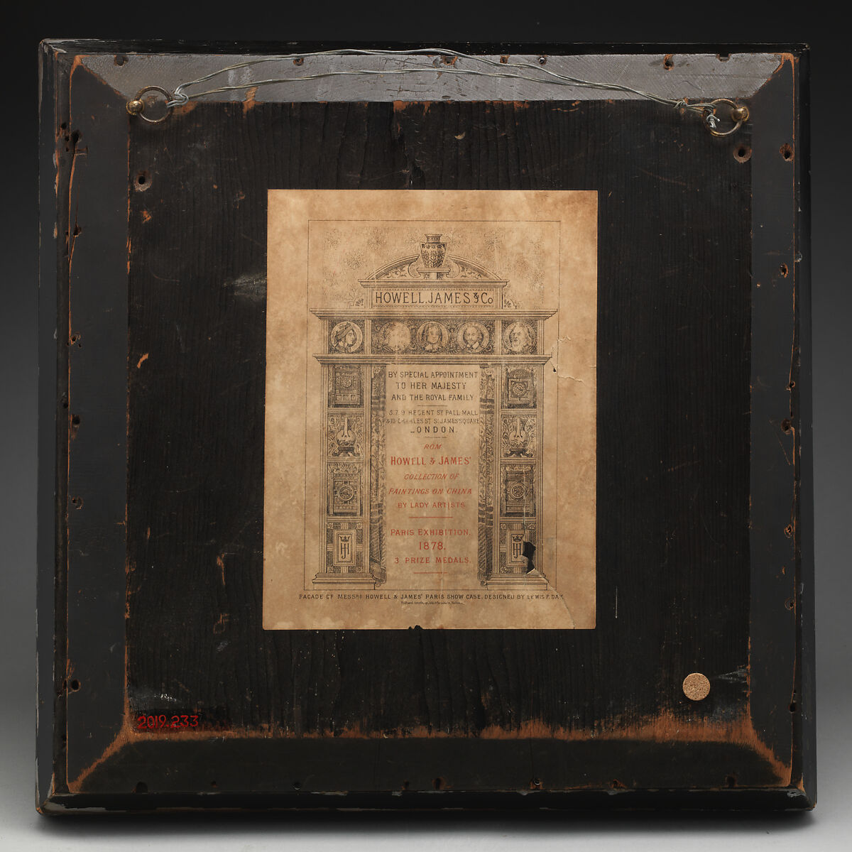 Plate with Joan of Arc, Howell &amp; James (London, 1819–1911), Painted earthenware, in original ebonized frame, British