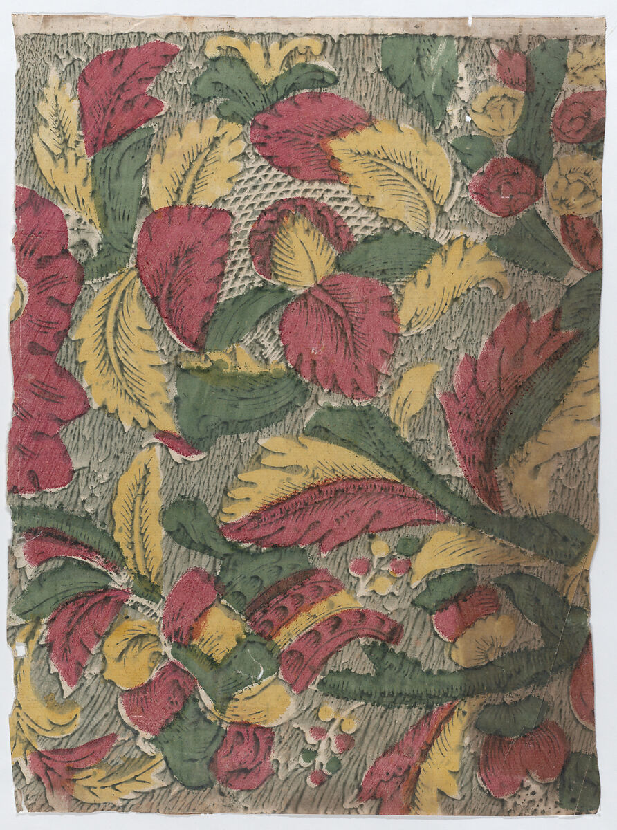 Sheet with overall leaf pattern, Anonymous  , Italian, late 18th-mid 19th century, Relief print (wood or metal) 