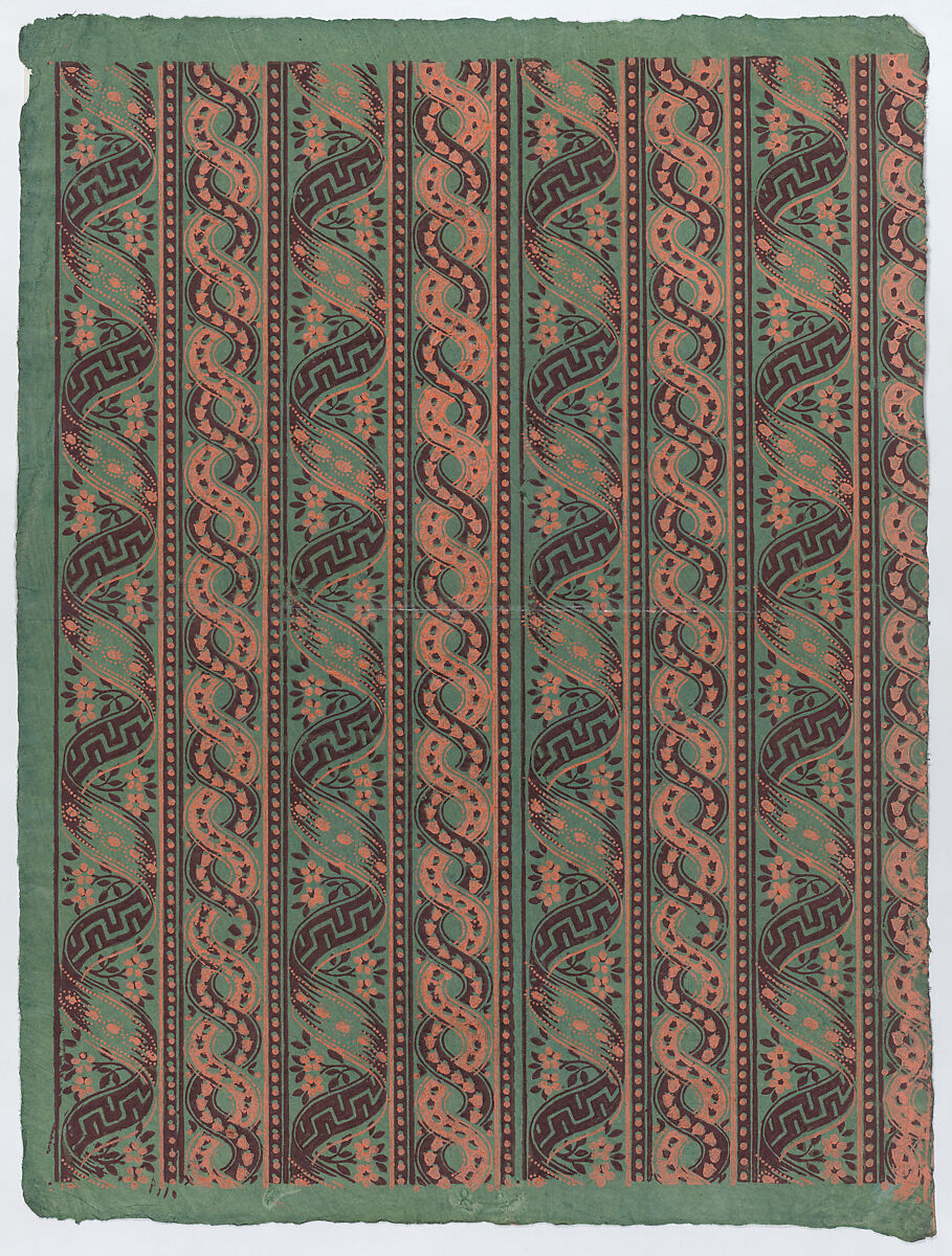 Sheet with four borders with guilloche and ribbon patterns, Anonymous  , Italian, late 18th-mid 19th century, Relief print (wood or metal) 