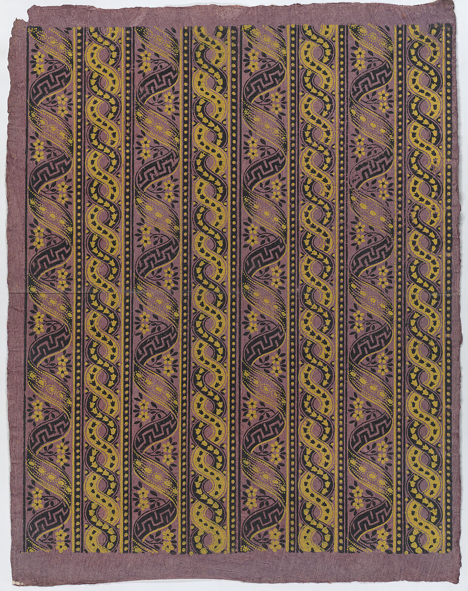Sheet with four borders with guilloche and ribbon patterns, Anonymous  , Italian, late 18th-mid 19th century, Relief print (wood or metal) 