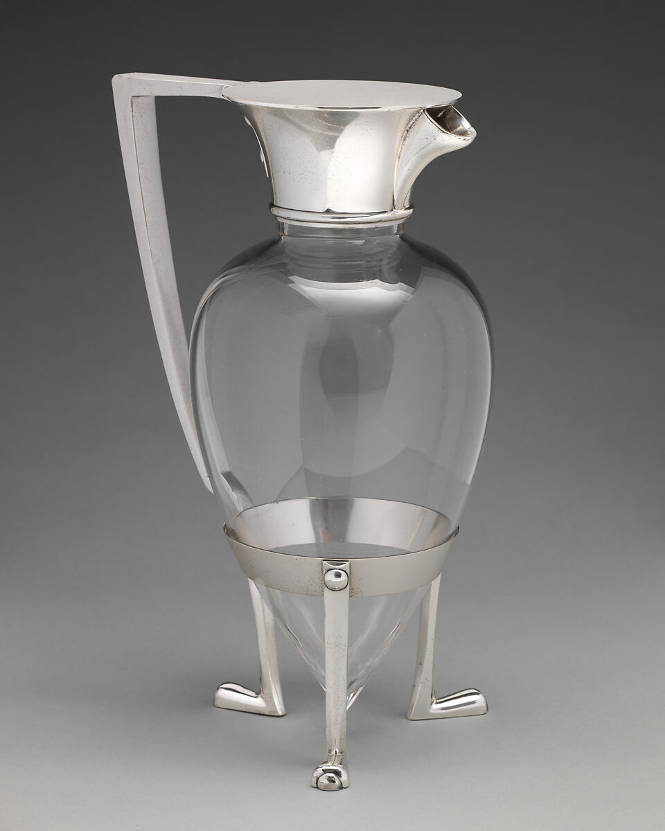 Decanter, Christopher Dresser (British, Glasgow, Scotland 1834–1904 Mulhouse), Silver plate, glass, British, Birmingham