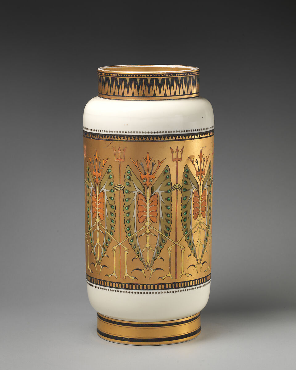 Vase with "Old Bogey" pattern, Christopher Dresser (British, Glasgow, Scotland 1834–1904 Mulhouse), Bone china, British 