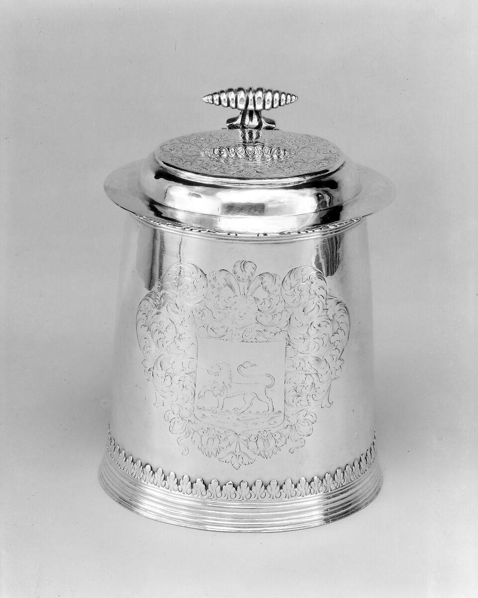 Tankard, Jacobus Vander Spiegel (baptized 1668–1708), Silver, American