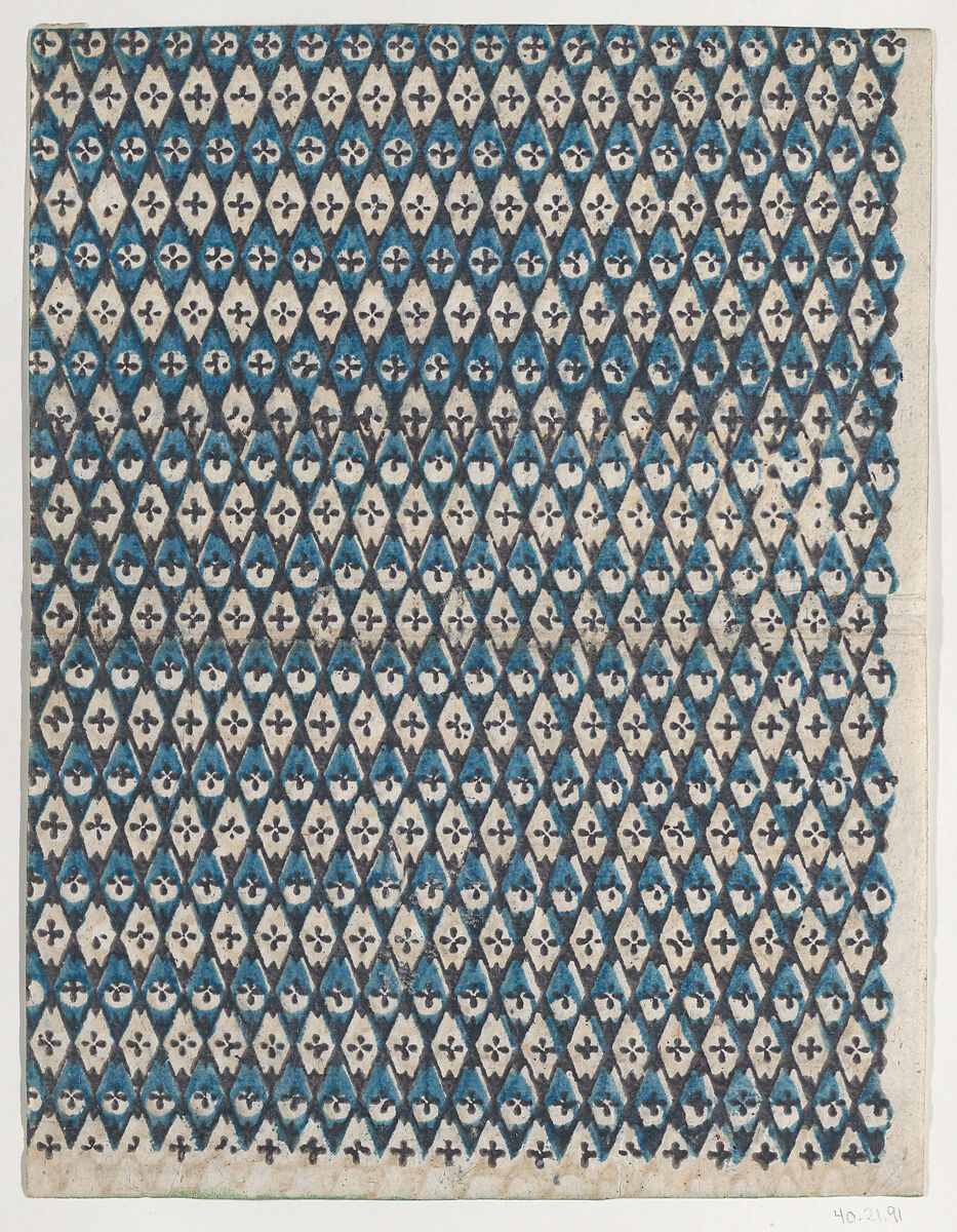 Sheet with overall diamond pattern, Anonymous  , Italian, late 18th-mid 19th century, Relief print (wood or metal) 