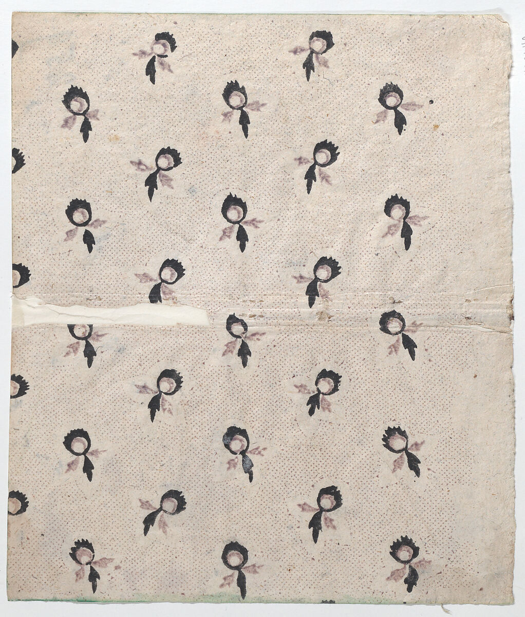 Sheet with overall dot and floral pattern, Anonymous  , Italian, late 18th-mid 19th century, Relief print (wood or metal) 