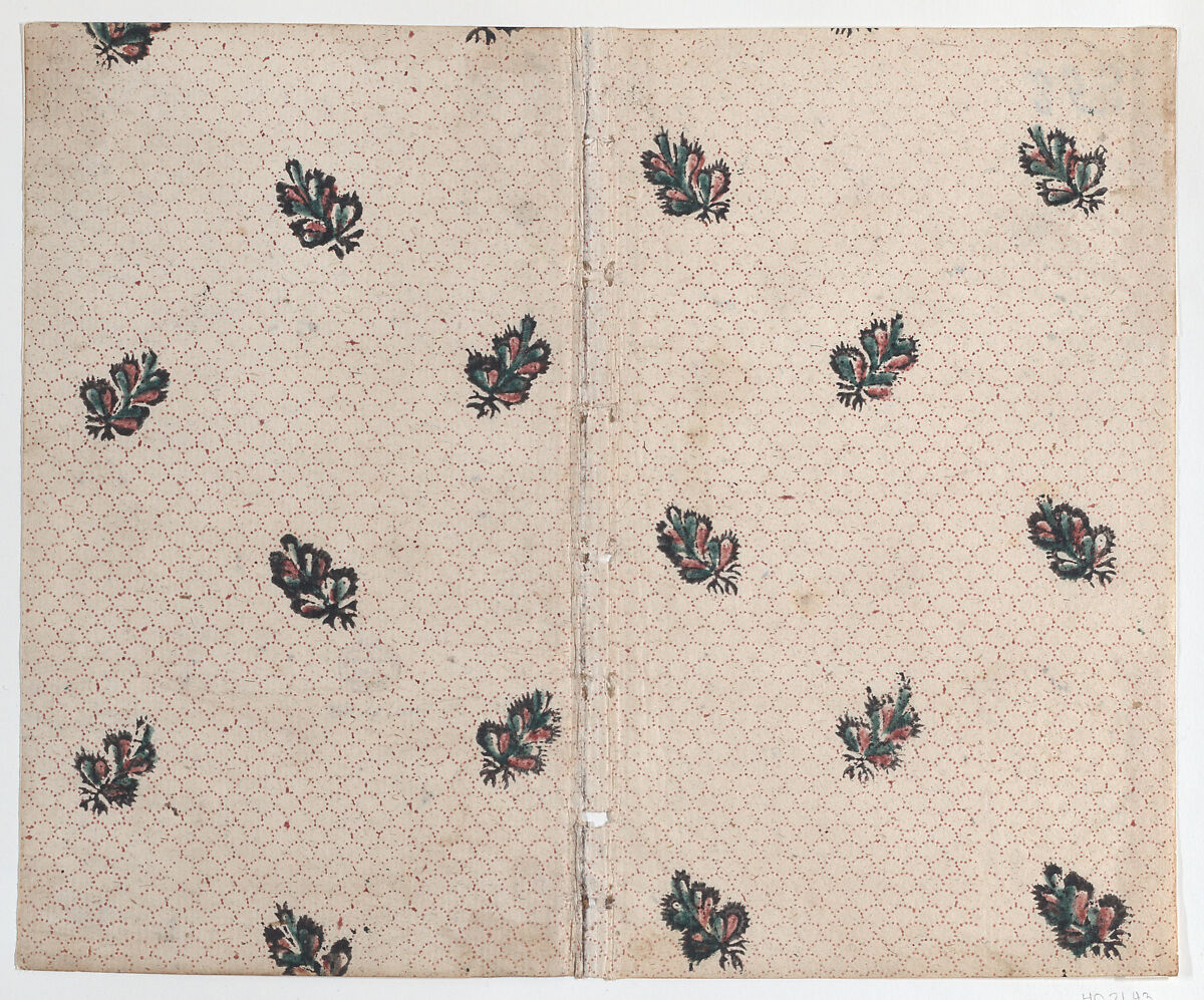 Sheet with overall dot and floral pattern, Anonymous  , Italian, late 18th-mid 19th century, Relief print (wood or metal) 