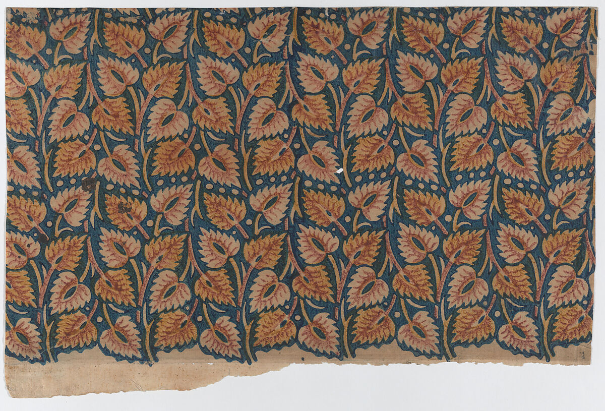 Sheet with overall leaf pattern, Anonymous  , Italian, late 18th-mid 19th century, Relief print (wood or metal) 