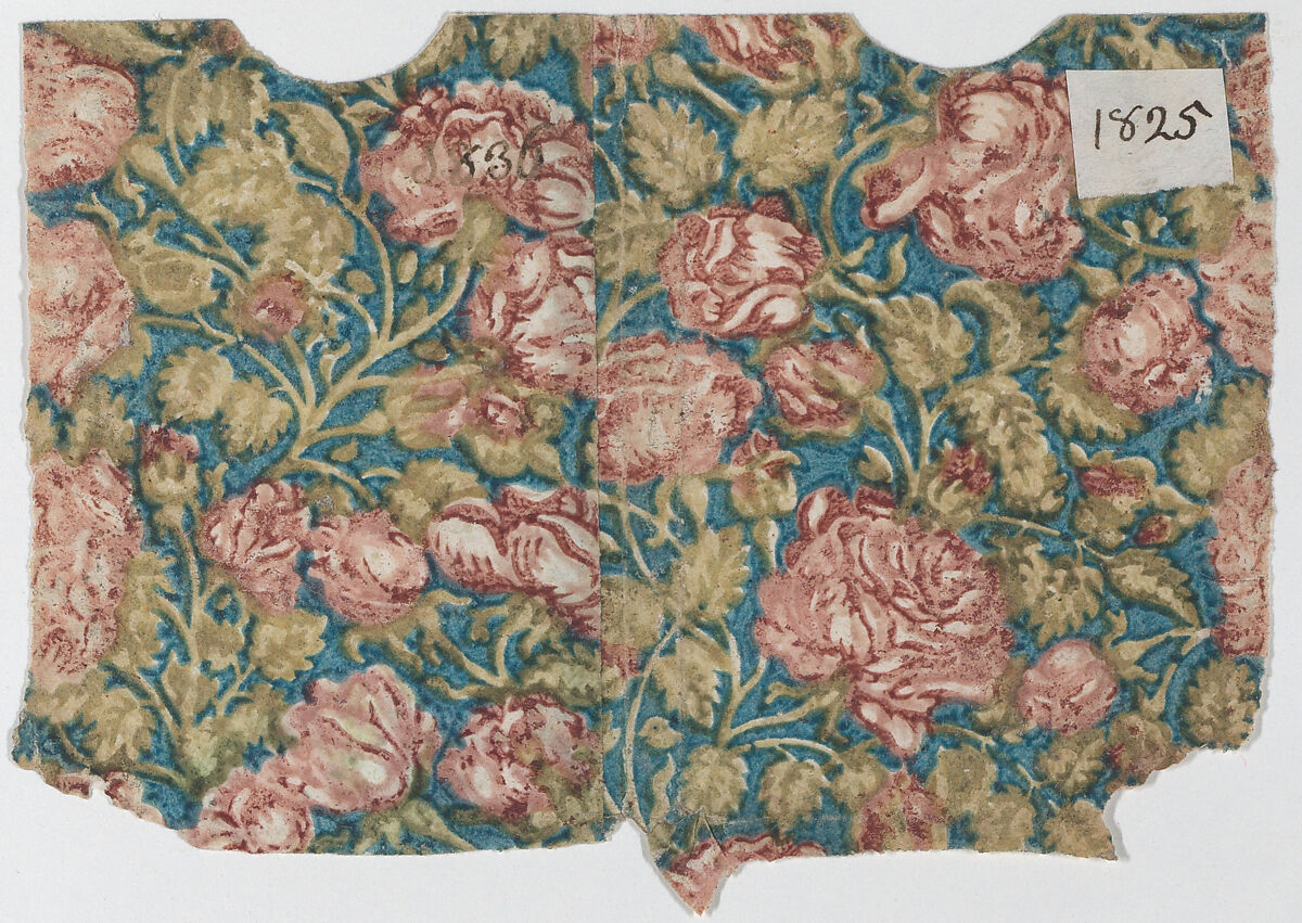 Sheet with an overall floral pattern, Anonymous  , Italian, 19th century, Relief print (wood or metal) 