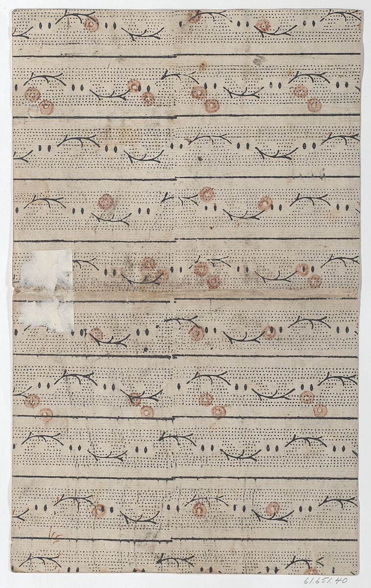 Sheet with overall vine and dot pattern, Adriaan Rogge (Dutch, Zaandam 1732–1816 Zaandam), Relief print (wood or metal) 