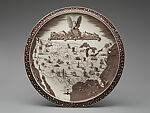 Round platter with map of the United States, Rockwell Kent  American, Earthenware, American