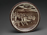 Our America dinner plate with bird's eye view of lower Manhattan, Rockwell Kent  American, Earthenware, American