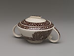 Our America sugar bowl, Designed by Rockwell Kent (American, Tarrytown, New York 1882–1971 Plattsburgh, New York), Earthenware, American