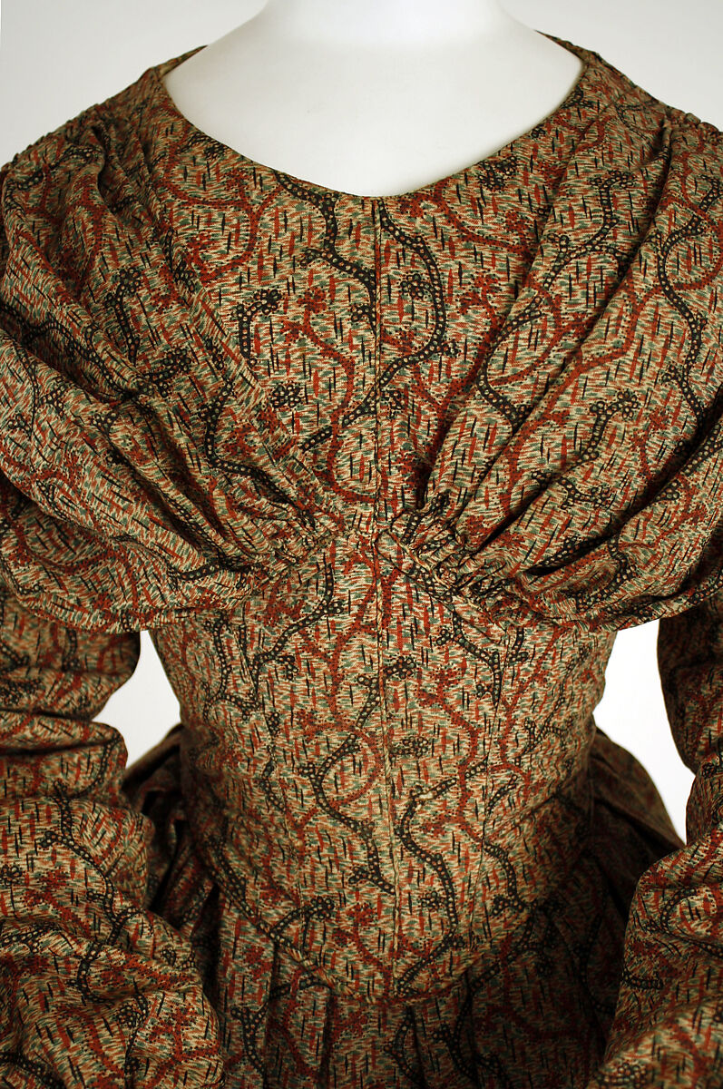 Dress, cotton, wool, American