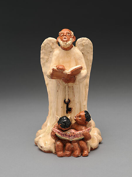 St. Peter with angels eating watermelon, Mildred Walquist, Earthenware, American 