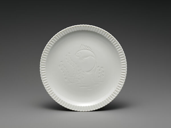 "Shelledge" lunch plate with fish and seaweed, R. Guy Cowan  American, Porcelain, American