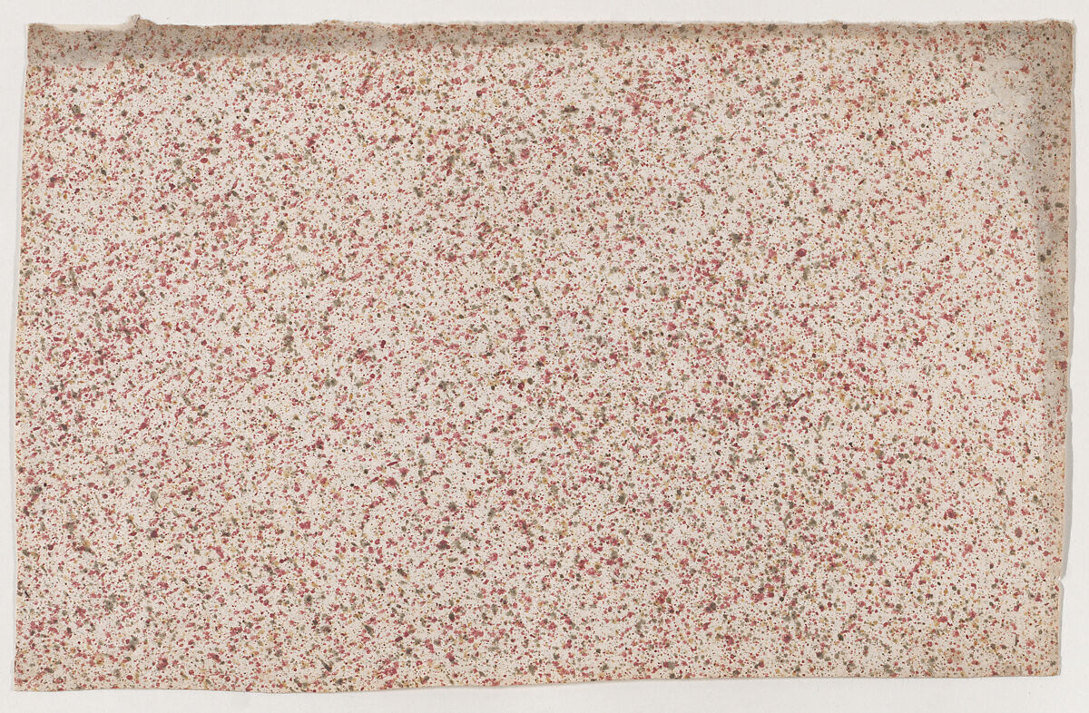 Sheet with an overall red speckle pattern, Anonymous  , 19th century, Relief print (wood or metal) 