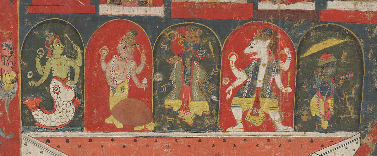 Worship of Lord Jagannatha in His Temple at Puri, Opaque pigments on cotton, Nepal