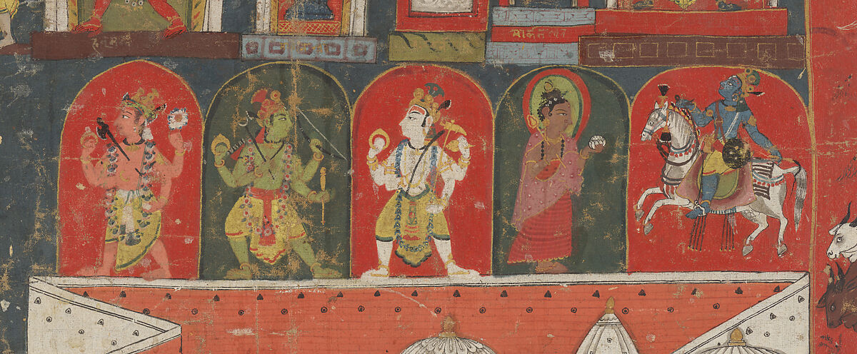 Worship of Lord Jagannatha in His Temple at Puri, Opaque pigments on cotton, Nepal
