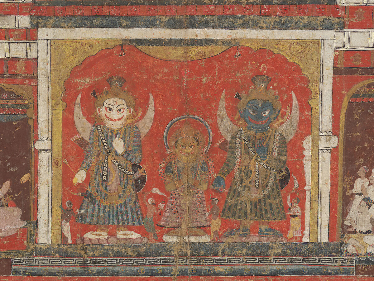 Worship of Lord Jagannatha in His Temple at Puri, Opaque pigments on cotton, Nepal