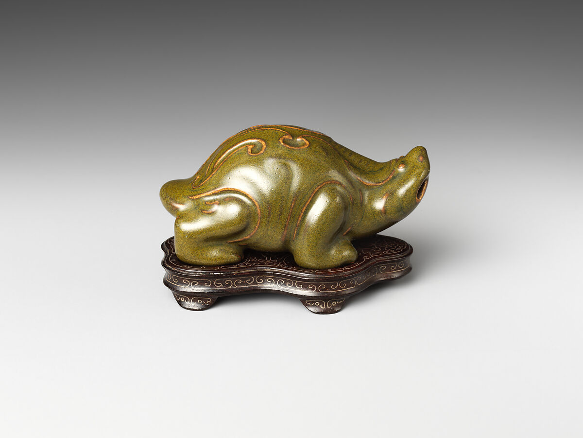 Water dropper in the form of a mythical creature, Porcelain with tea-dust glaze (Jingdezhen ware), China
