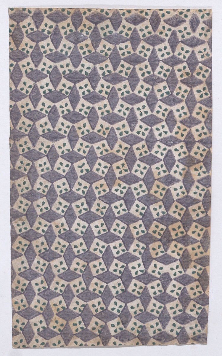 Sheet with overall geometric pattern, Anonymous  , 19th century, Relief print (wood or metal) 