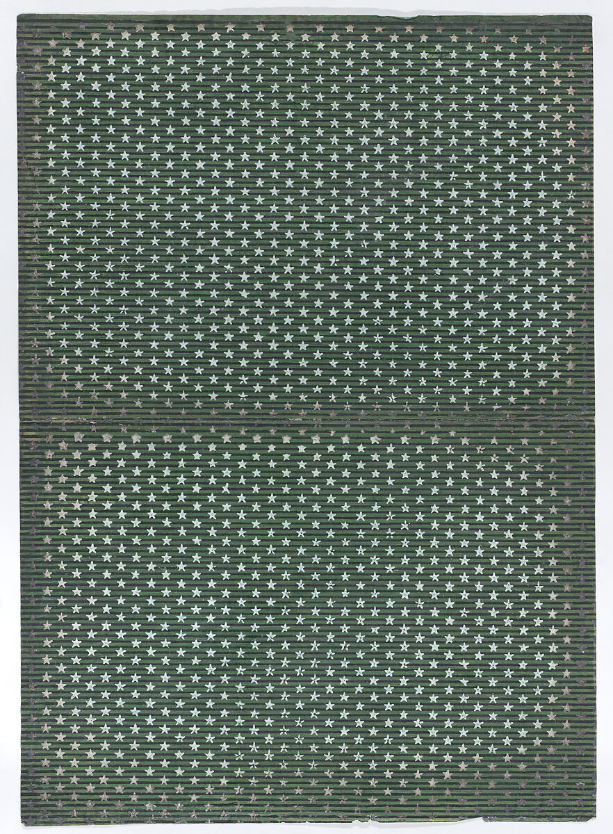 Book cover with overall pattern of stars and stripes, Anonymous  , 19th century, Relief print (wood or metal) 