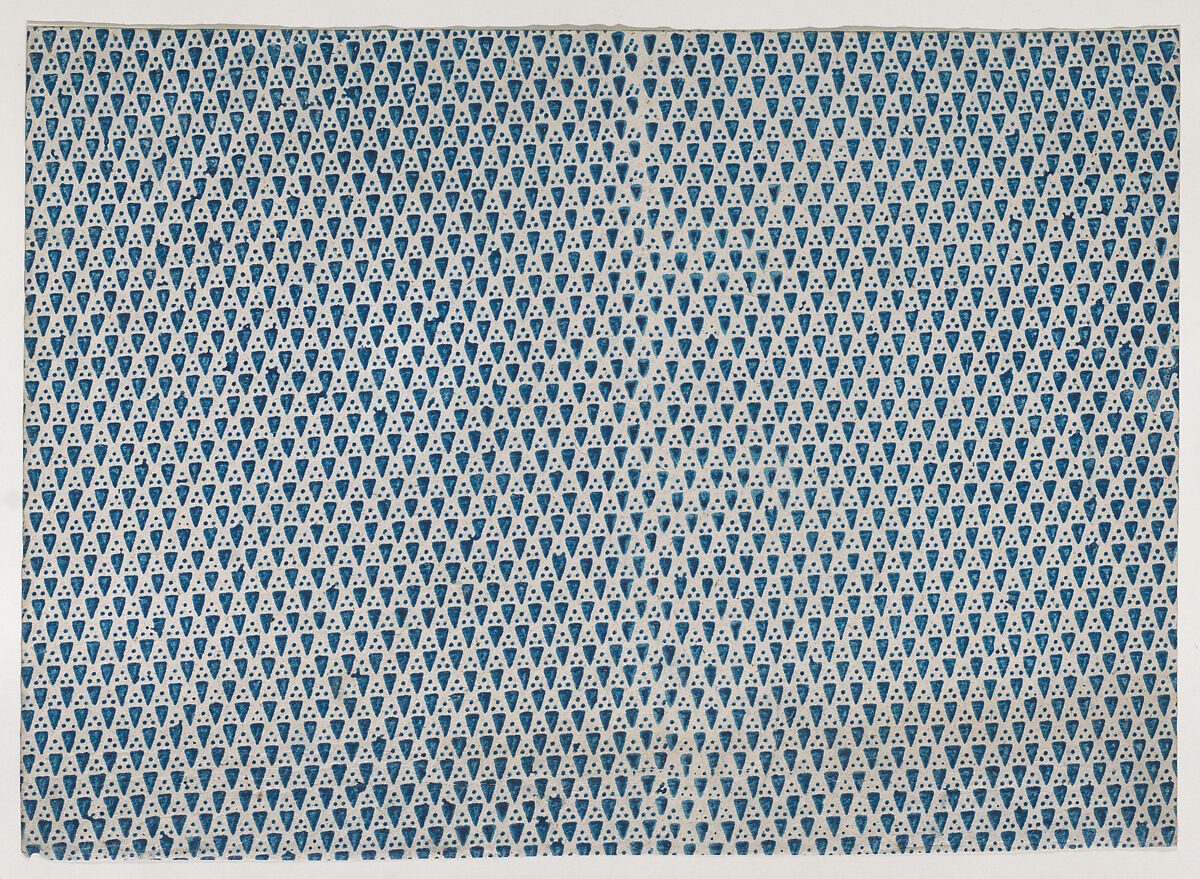 Sheet with overall pattern of triangles and dots, Anonymous  , 19th century, Relief print (wood or metal)