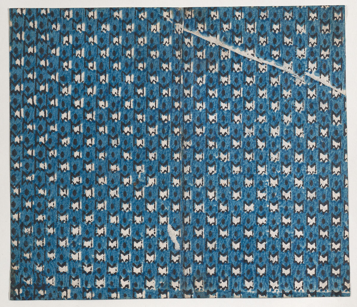 Book cover with overall pattern of stars within ovals, Anonymous  , 19th century, Relief print (wood or metal) 